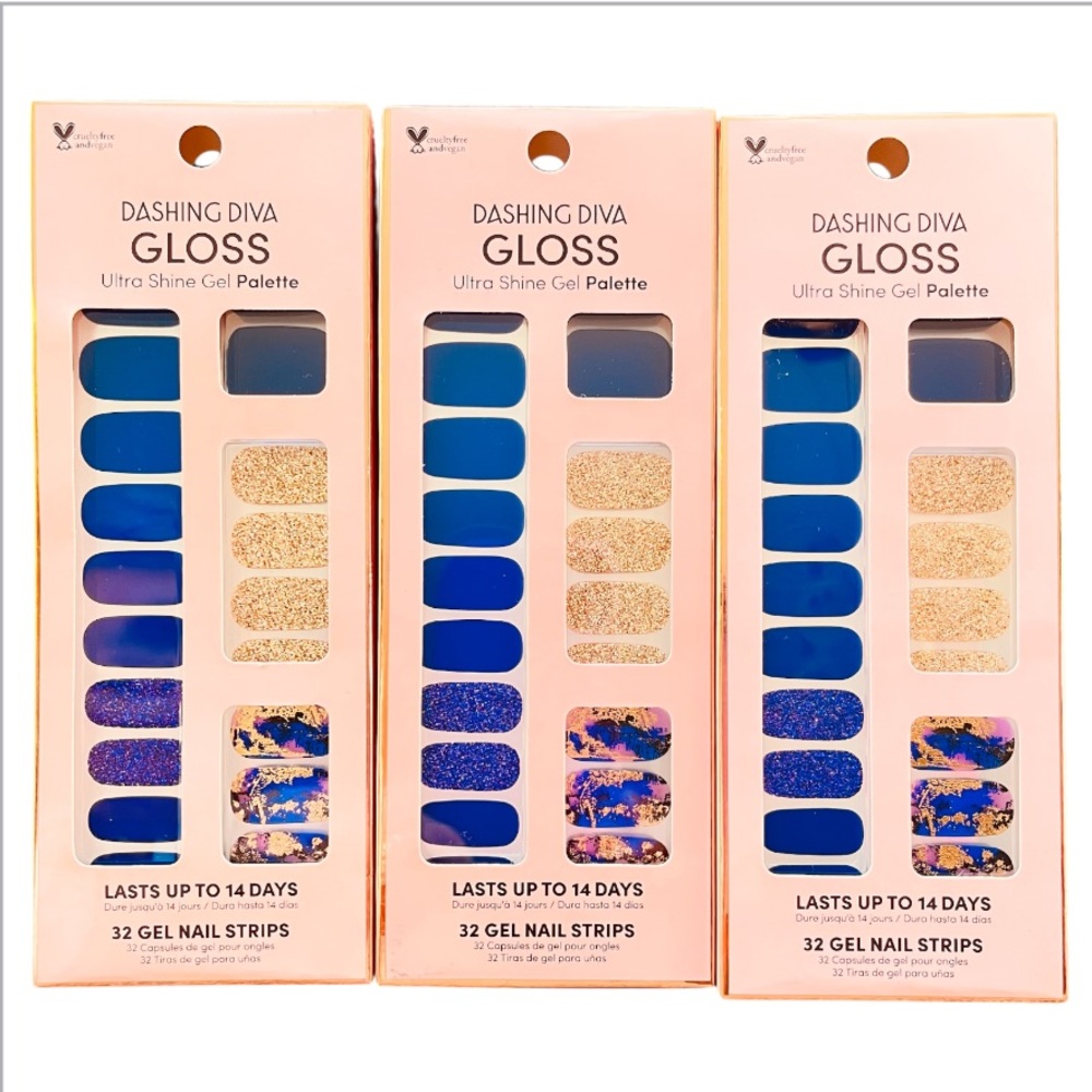 Dashing Diva Gloss Ultra Shine Gel Palette 32 Gel Nail Strips Blue Vixen